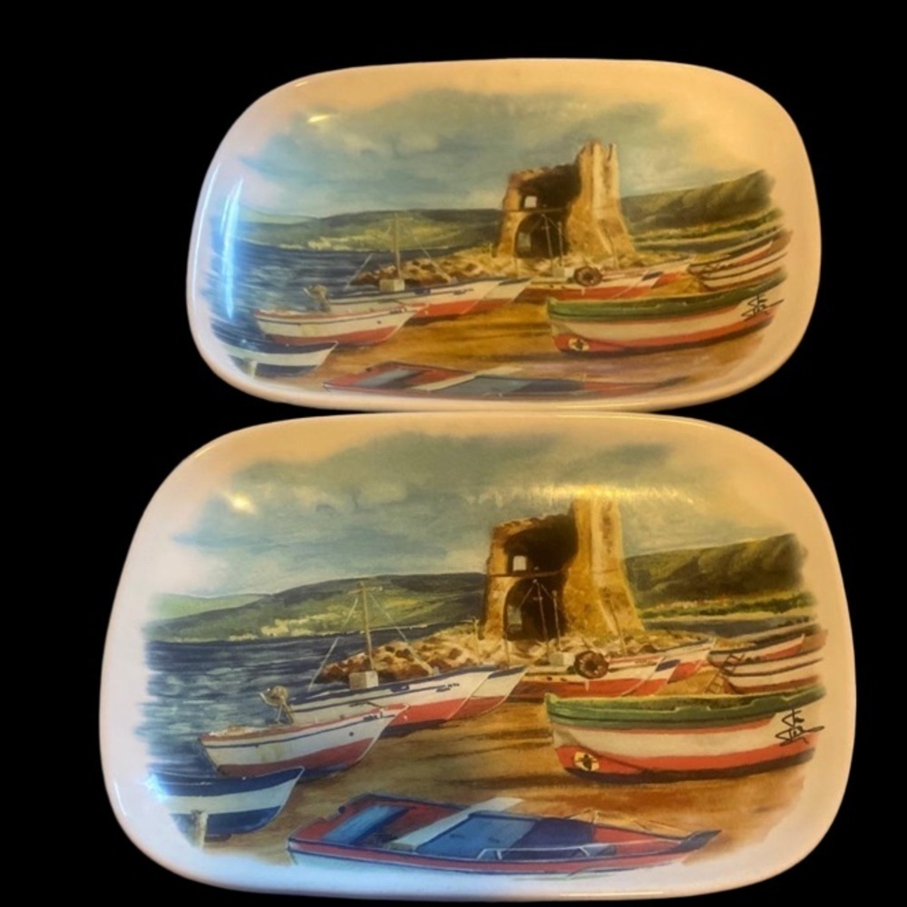 Ceramisia Italian made nautical plates. Preowned